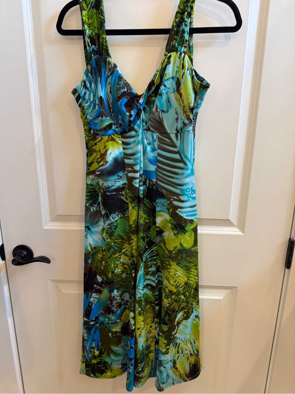 Frank Lyman Design Tropical Maxi Dress in Teal & Green